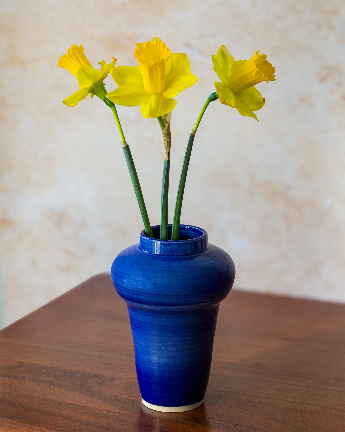 Large Curvy Vase - Bright Blue glaze