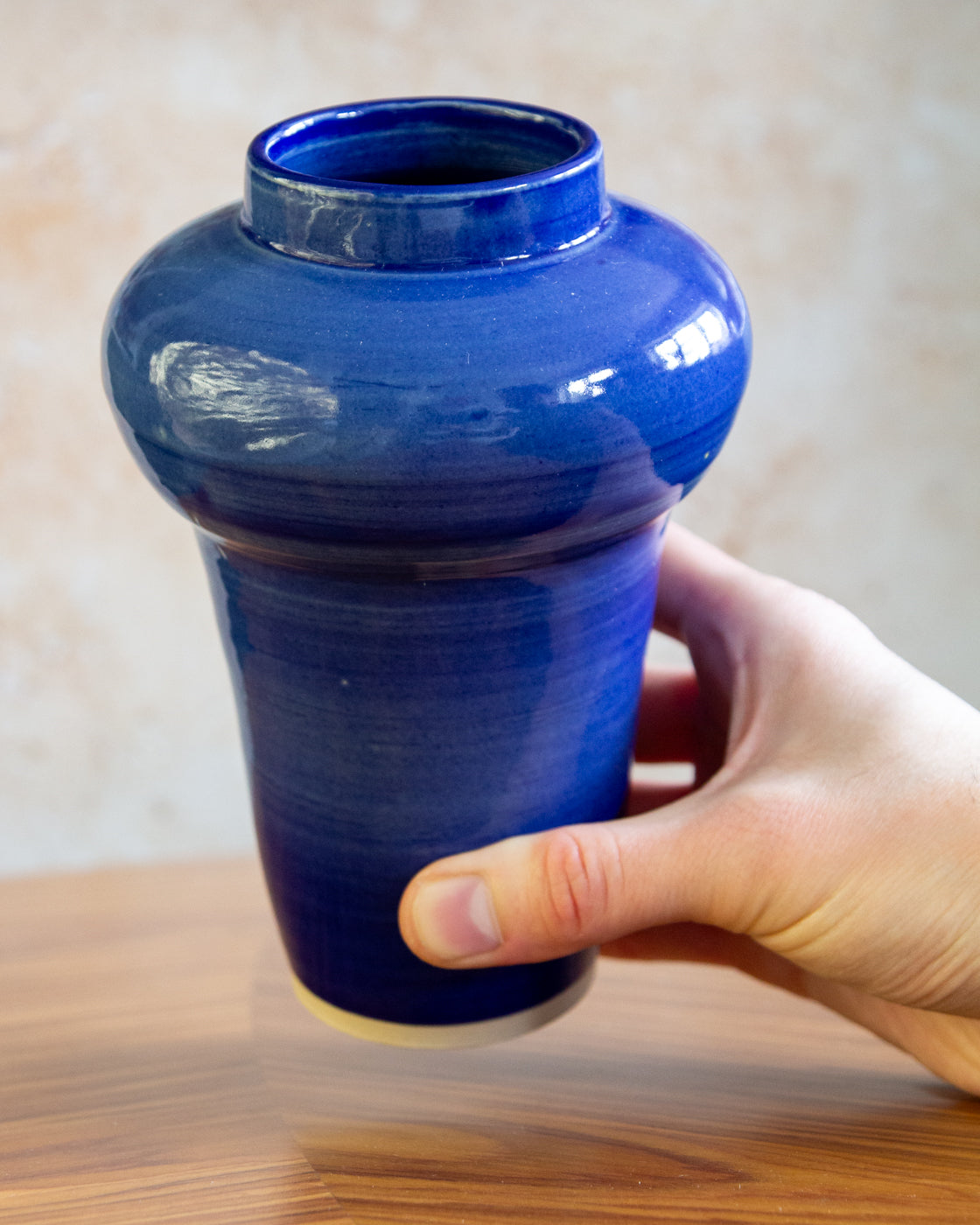 Large Curvy Vase - Bright Blue glaze