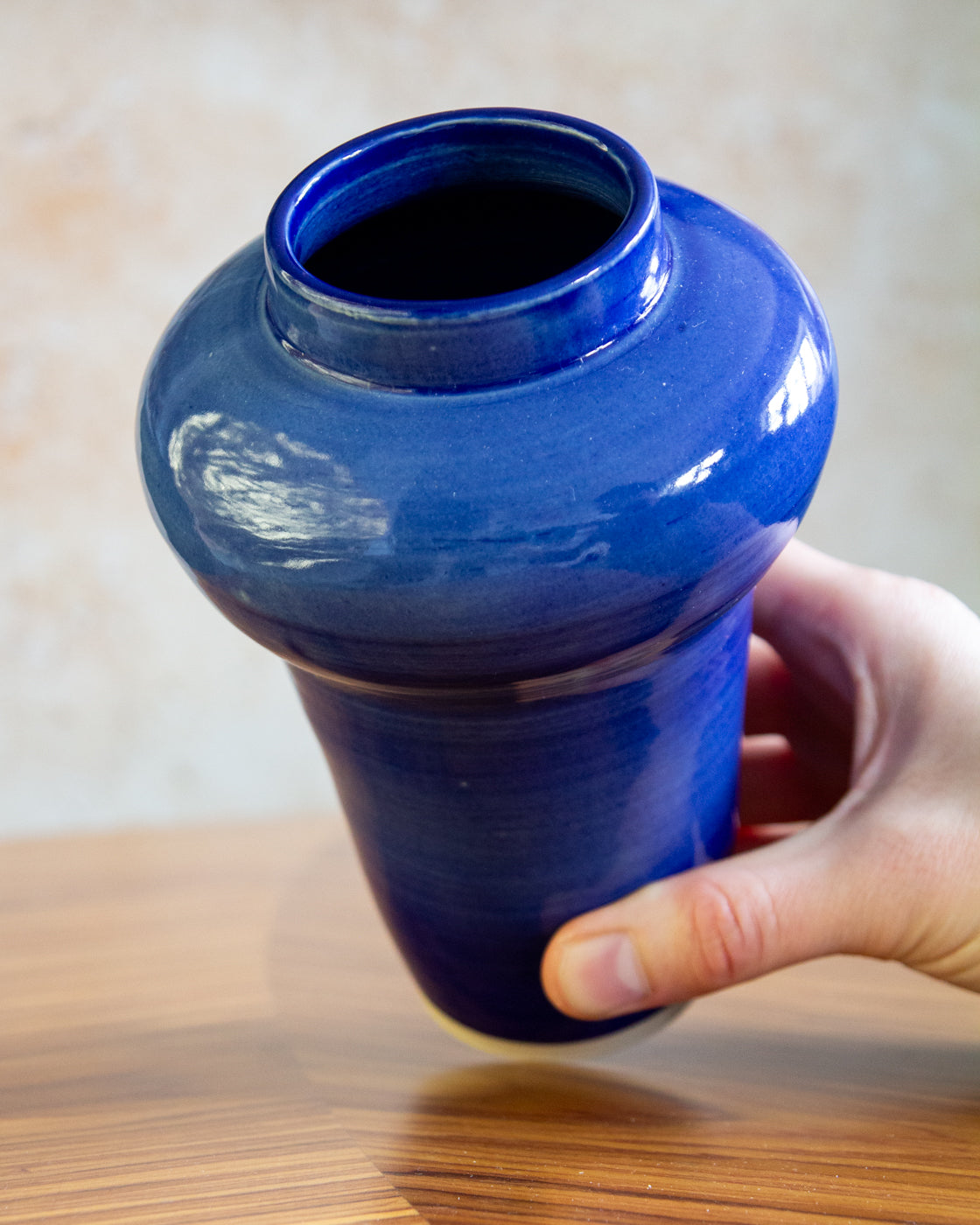 Large Curvy Vase - Bright Blue glaze