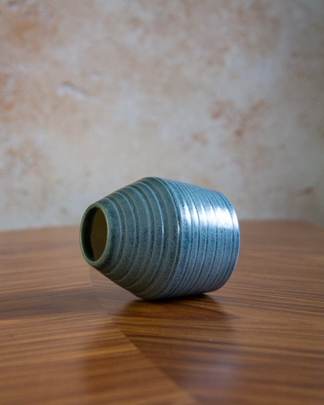 Small Ribbed Bud Vase - Teal glaze