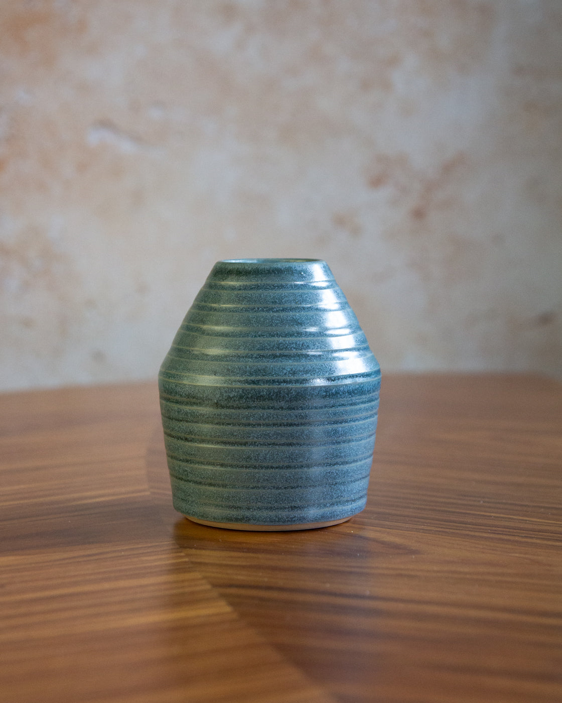 Small Ribbed Bud Vase - Teal glaze