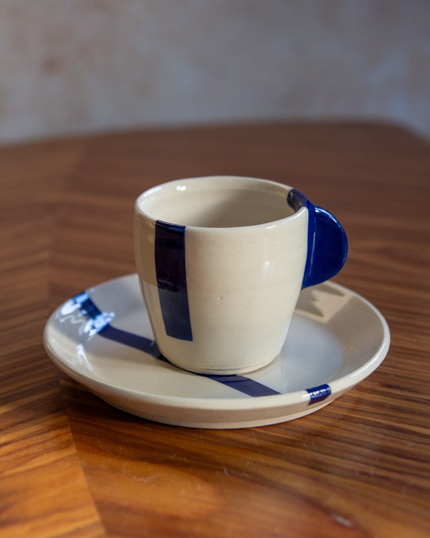 Espresso Cup & Saucer - Geometric Blue (#1)