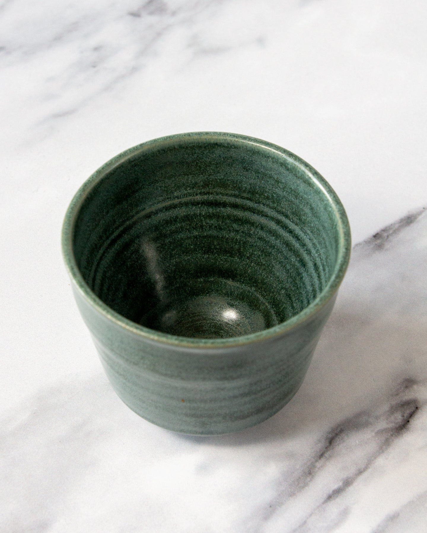 Flat White Cup - Textured Emerald glaze (#2)