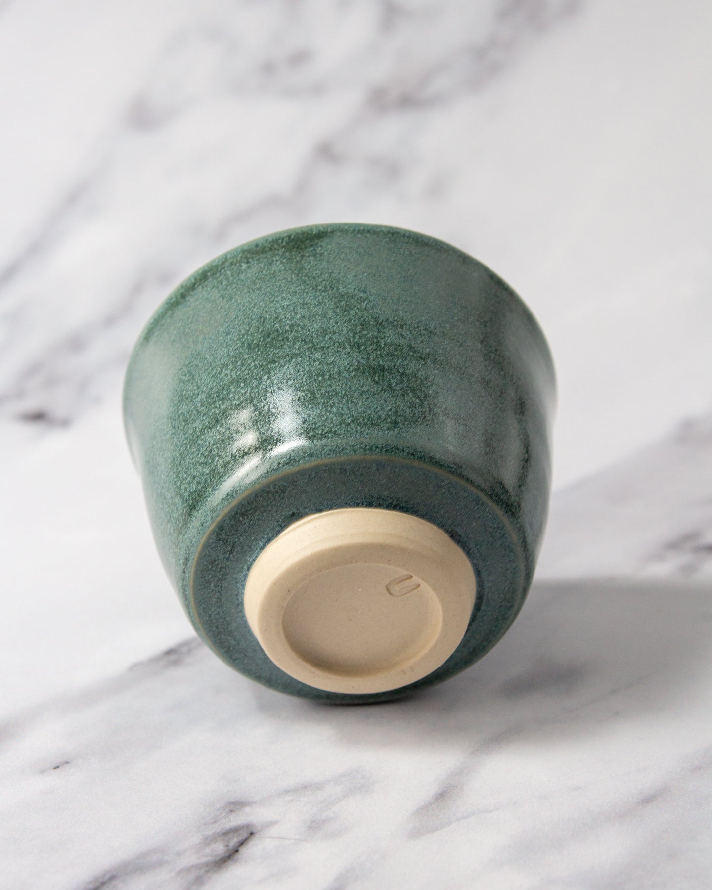 Flat White Cup - Textured Emerald glaze (#1)