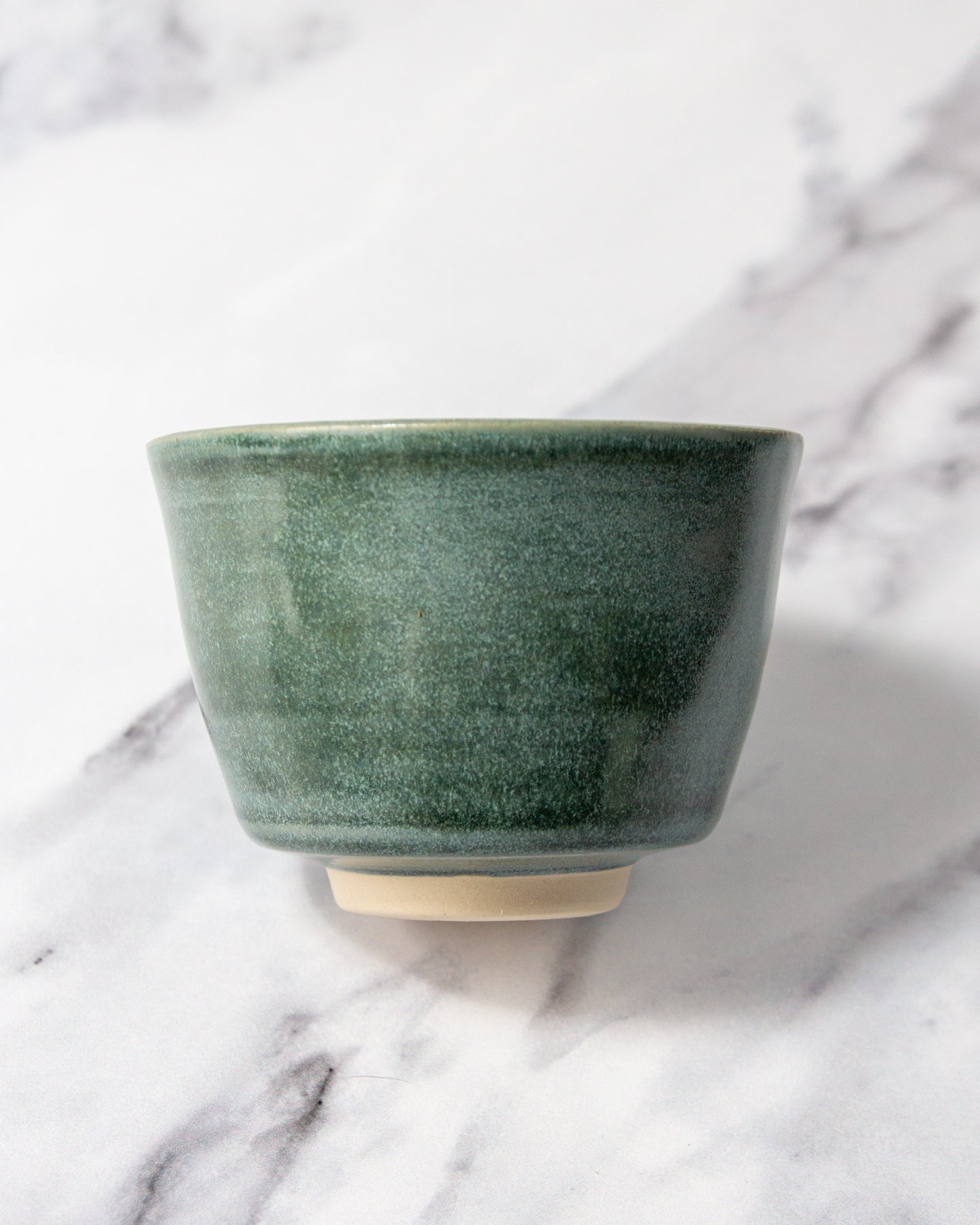 Flat White Cup - Textured Emerald glaze (#1)