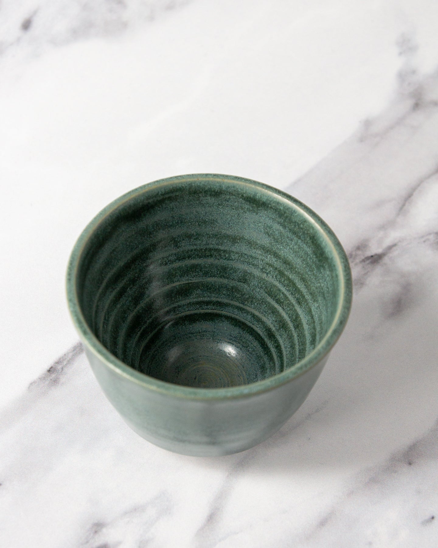 Flat White Cup - Textured Emerald glaze (#1)