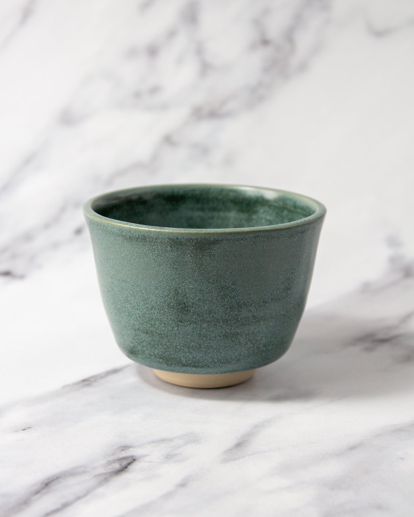 Flat White Cup - Textured Emerald glaze (#1)