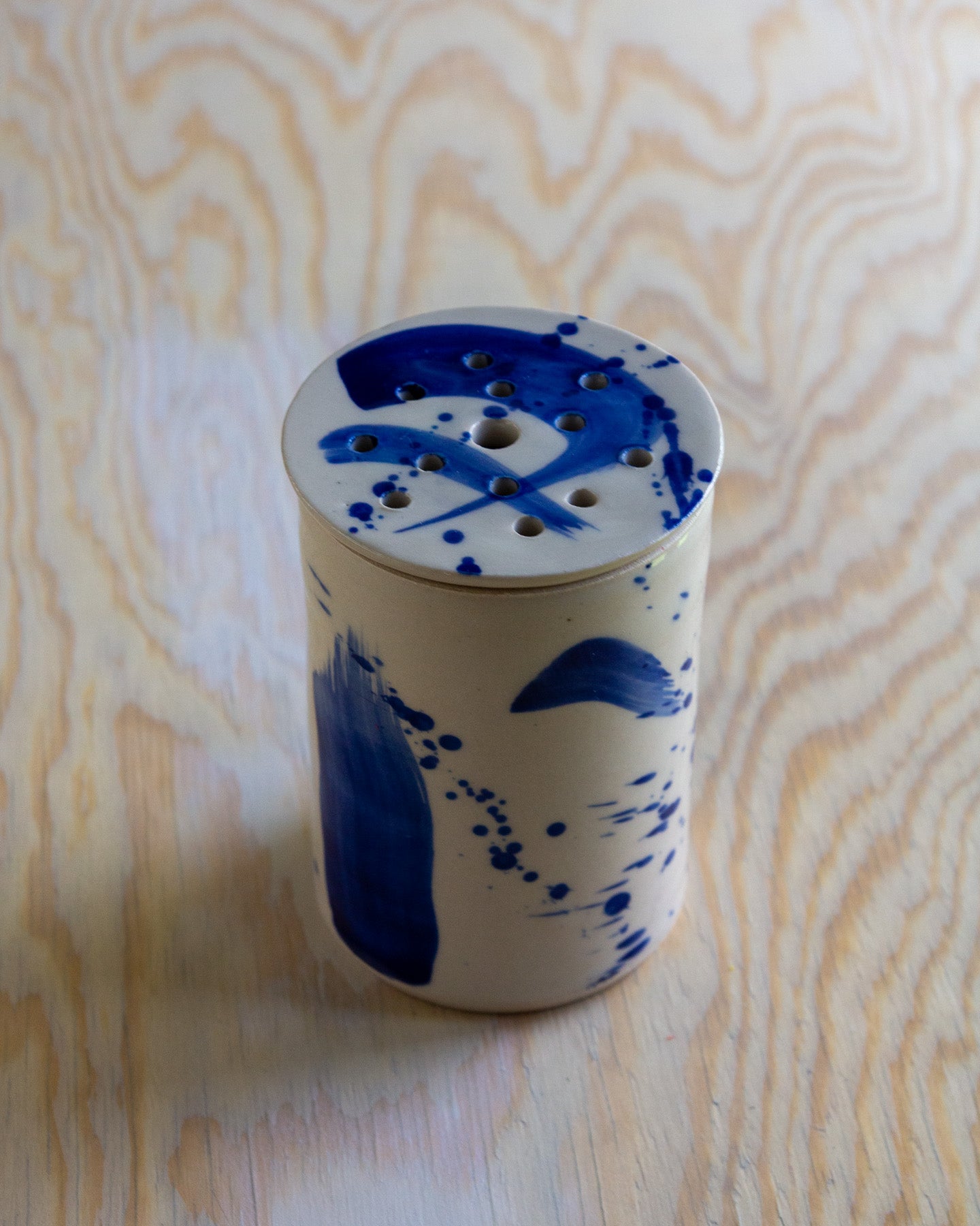 Flower Arranging Jar - Blue Splash glaze #4