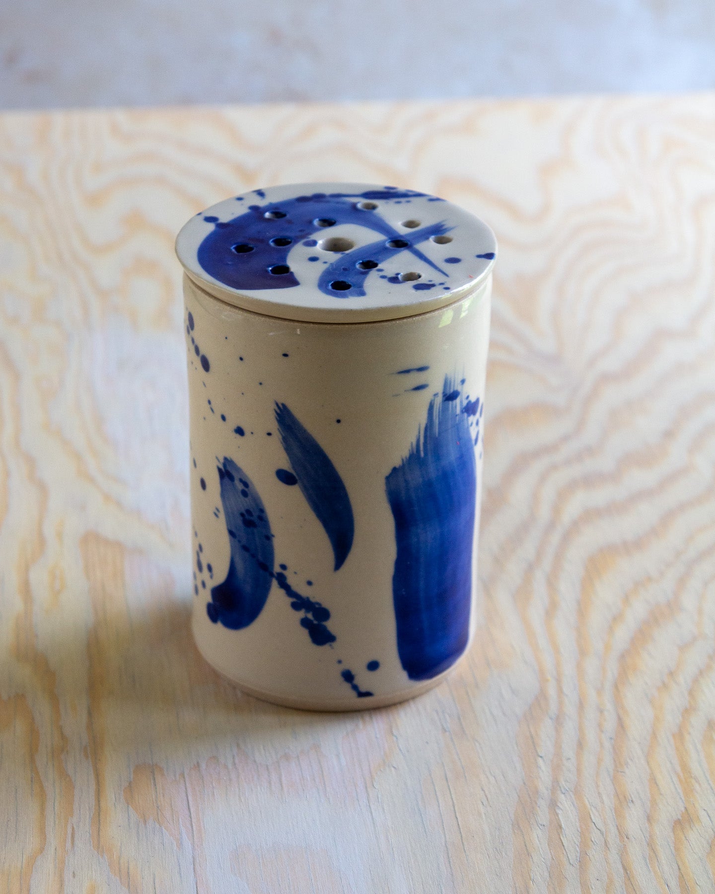 Flower Arranging Jar - Blue Splash glaze #4