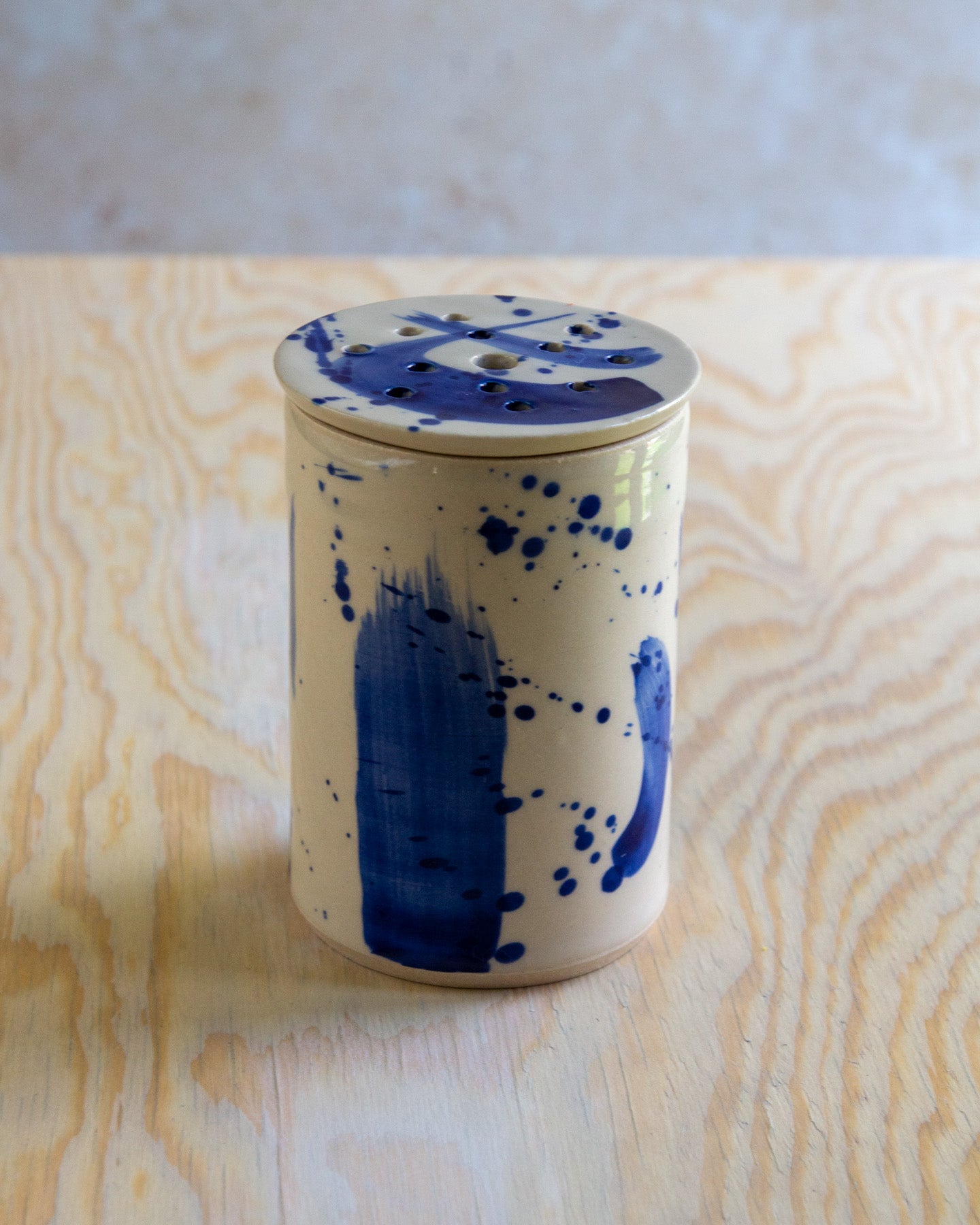 Flower Arranging Jar - Blue Splash glaze #4