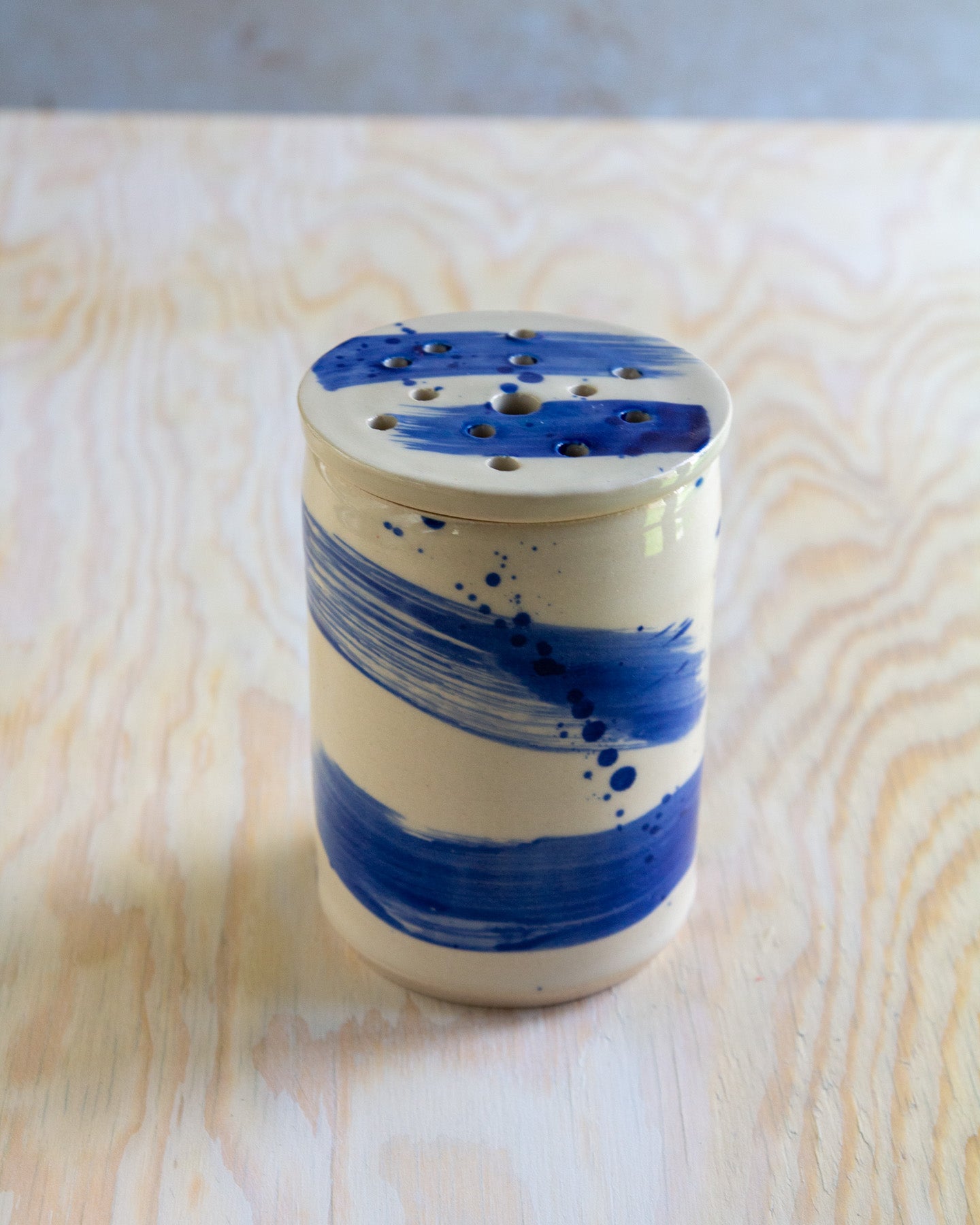 Flower Arranging Jar - Blue Splash glaze #5