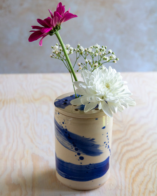 Flower Arranging Jar - Blue Splash glaze #5