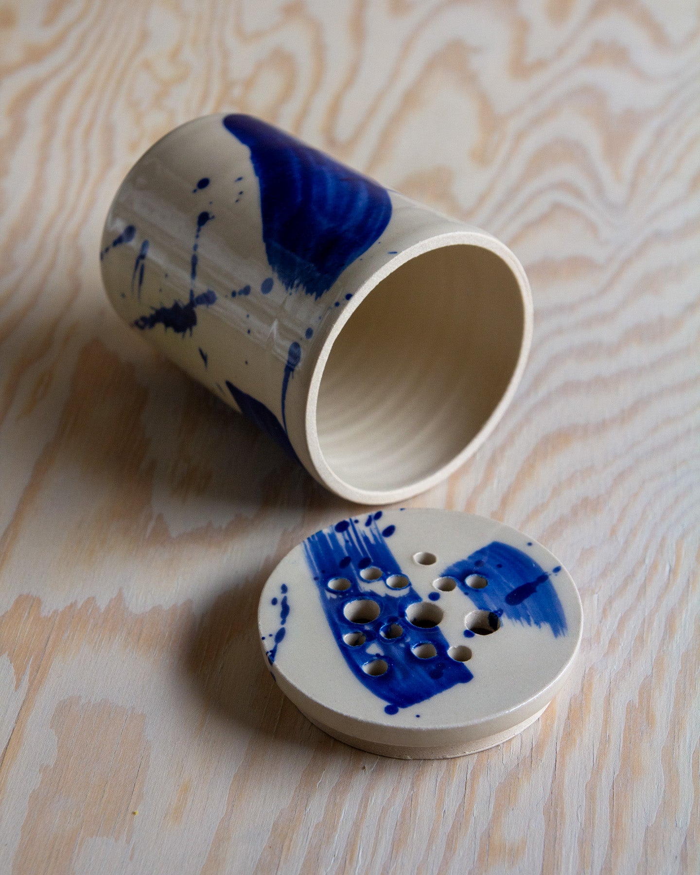 Flower Arranging Jar - Blue Splash glaze #10