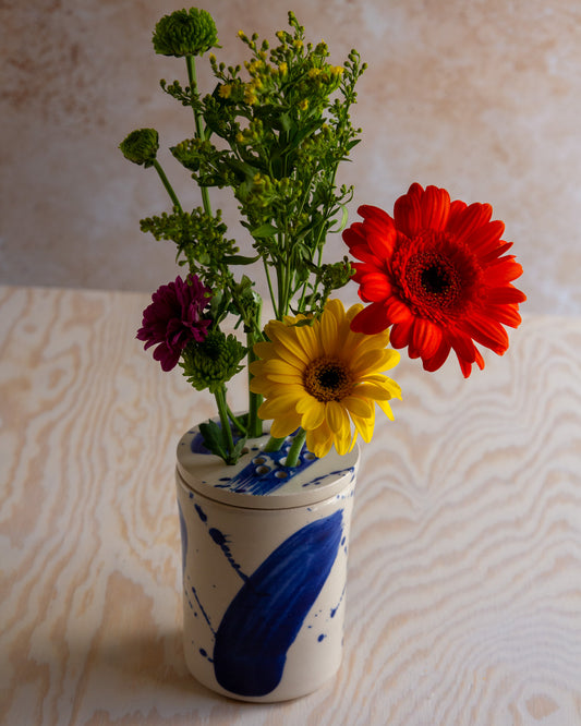 Flower Arranging Jar - Blue Splash glaze #10