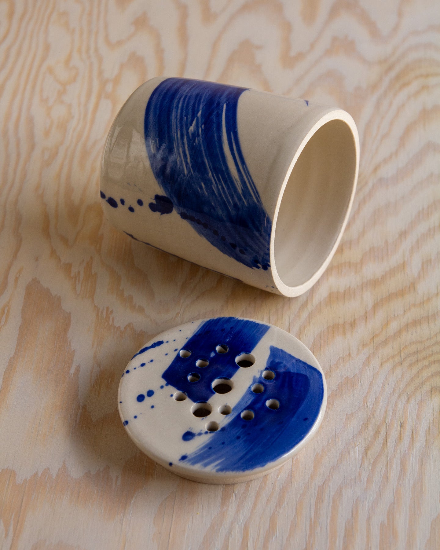 Flower Arranging Jar - Blue Splash glaze #6