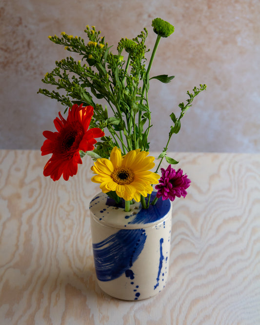 Flower Arranging Jar - Blue Splash glaze #6
