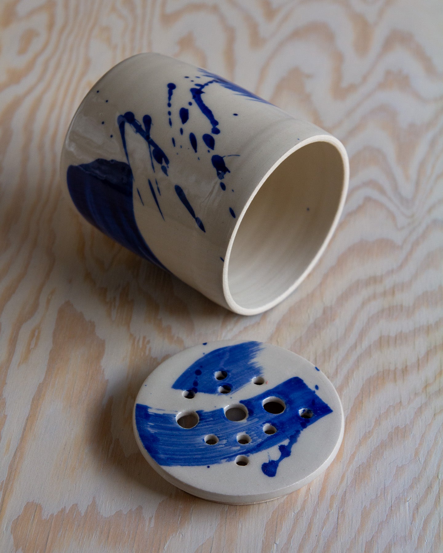 Flower Arranging Jar - Blue Splash glaze #7