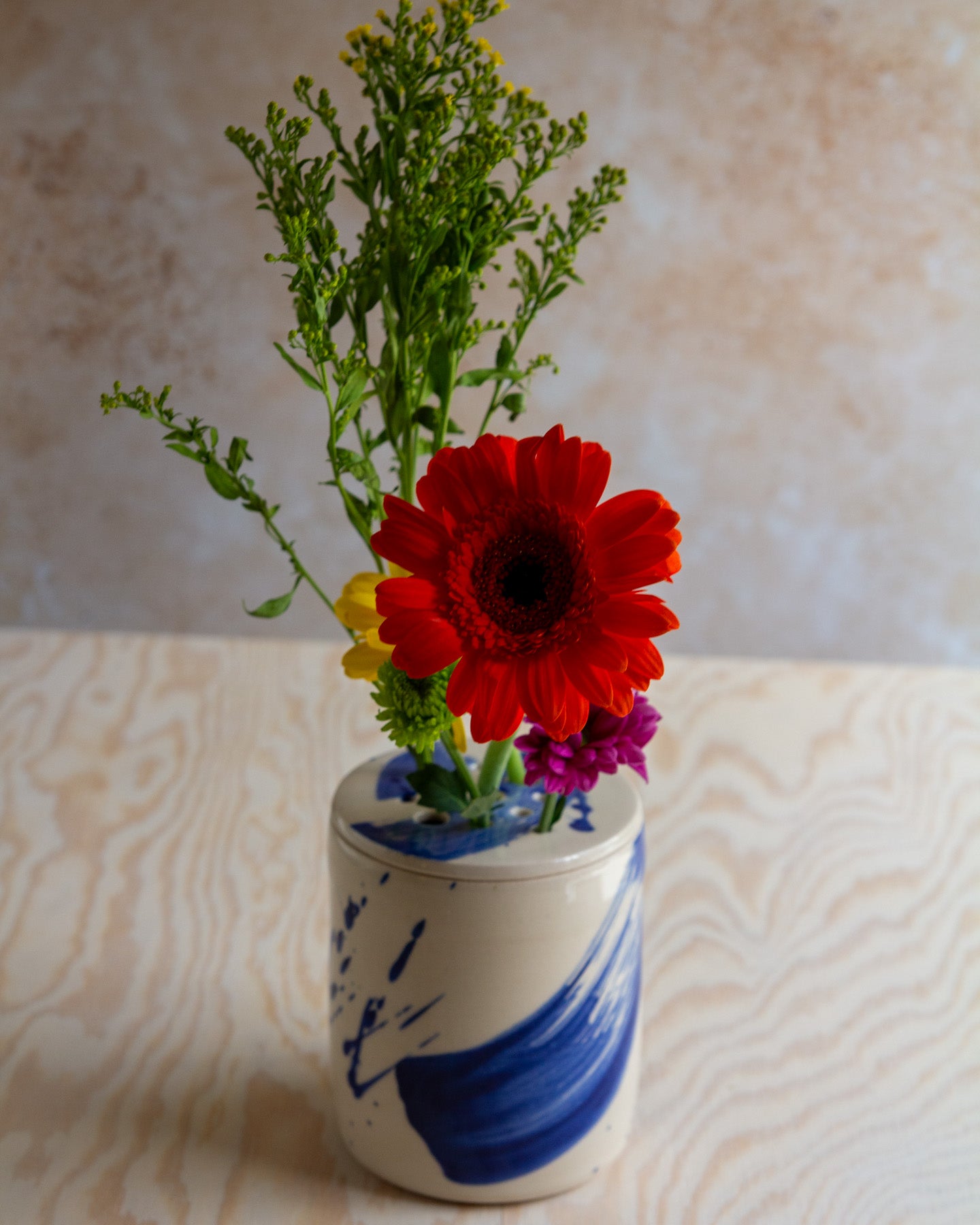 Flower Arranging Jar - Blue Splash glaze #7