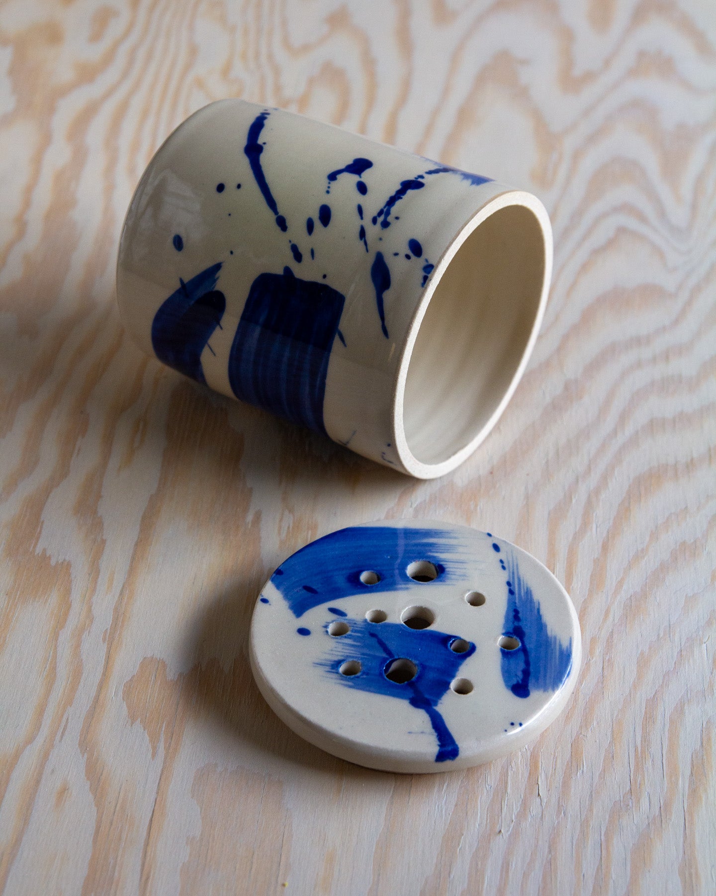 Flower Arranging Jar - Blue Splash glaze #8