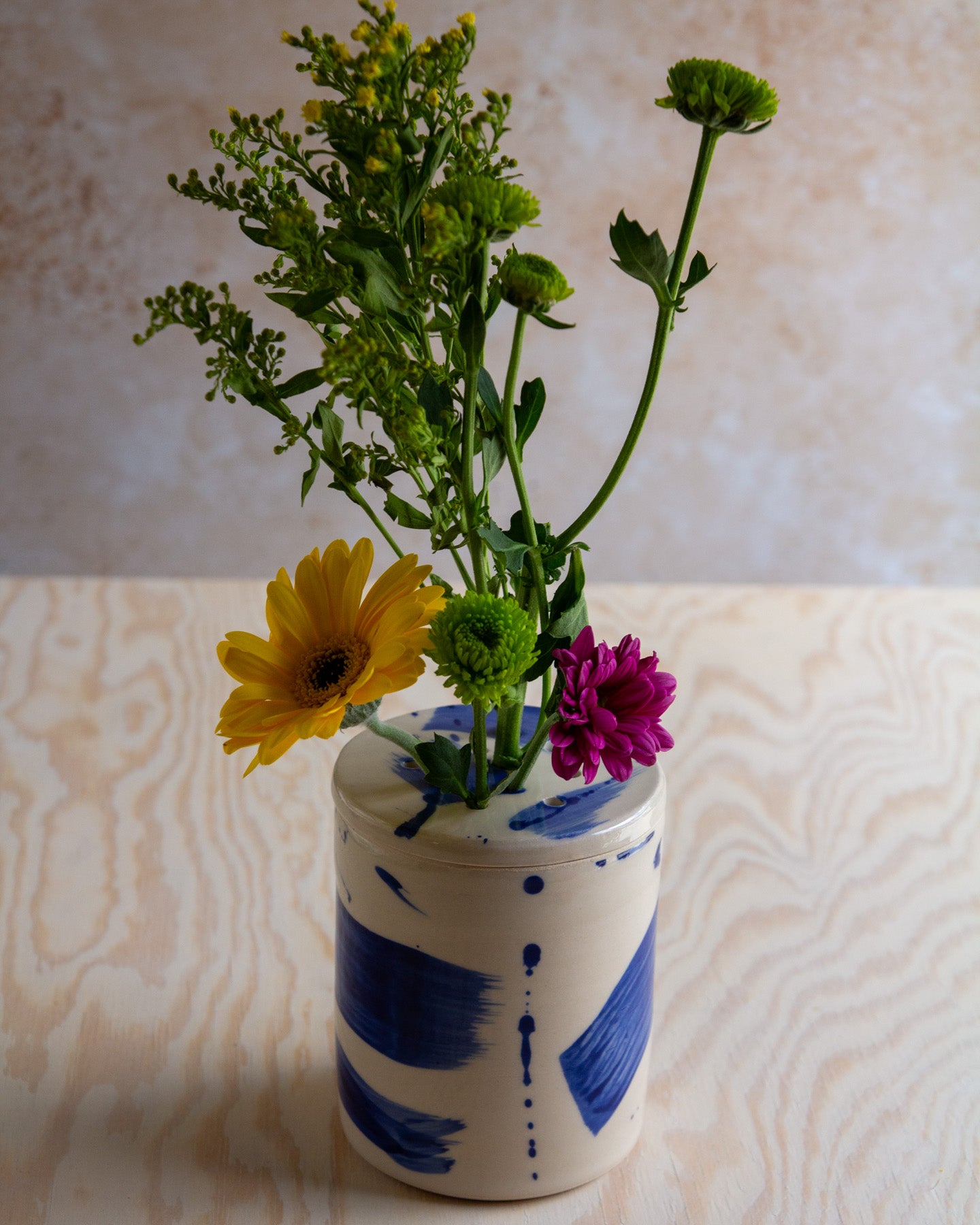 Flower Arranging Jar - Blue Splash glaze #8
