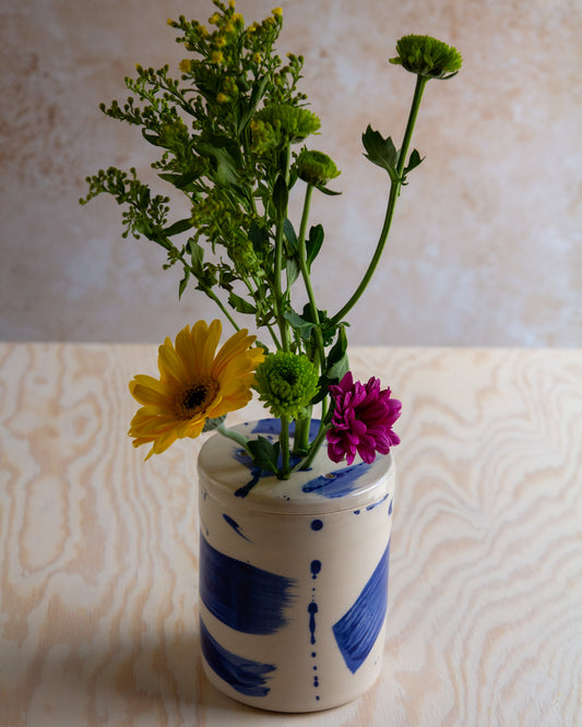 Flower Arranging Jar - Blue Splash glaze #8
