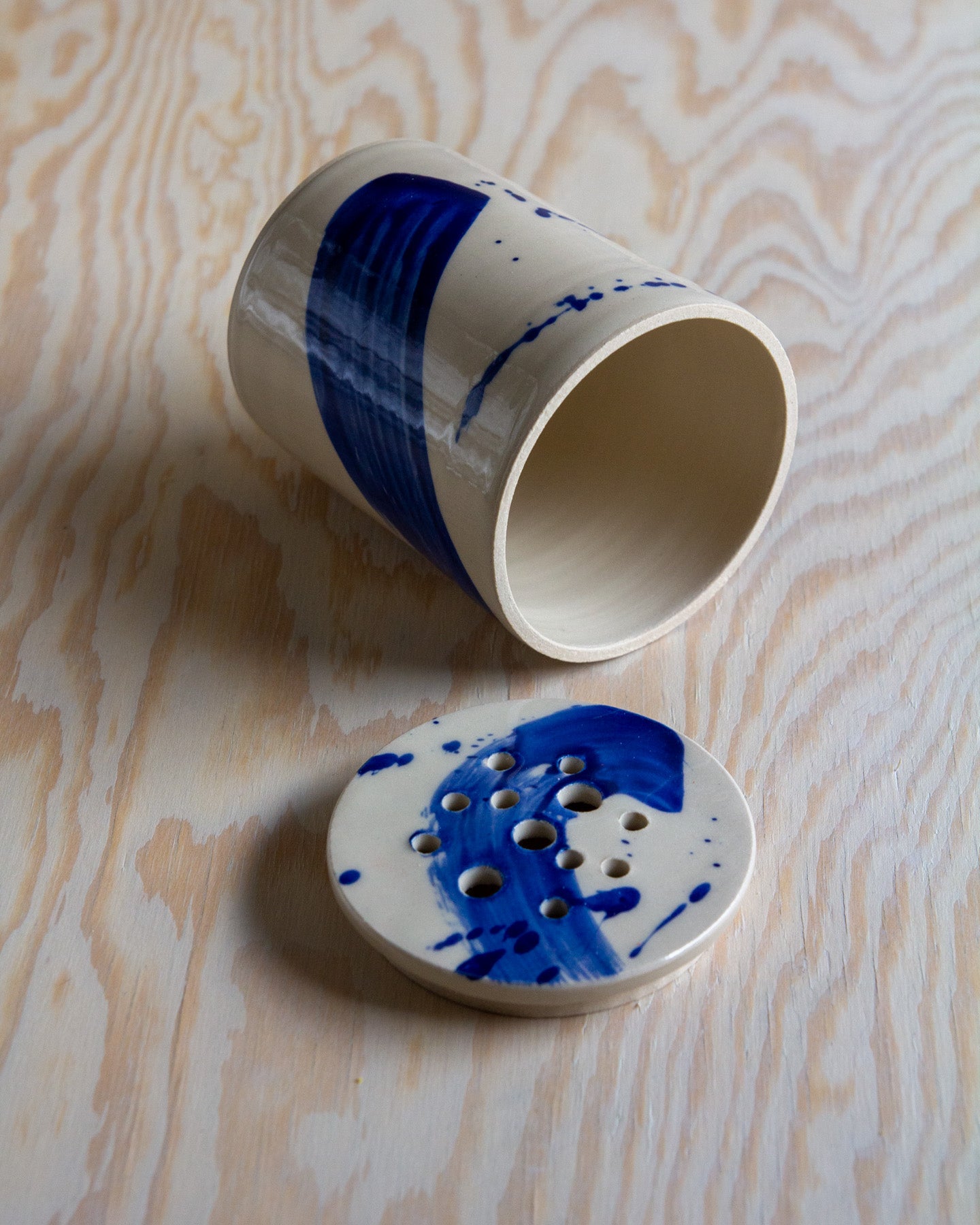 Flower Arranging Jar - Blue Splash glaze #9