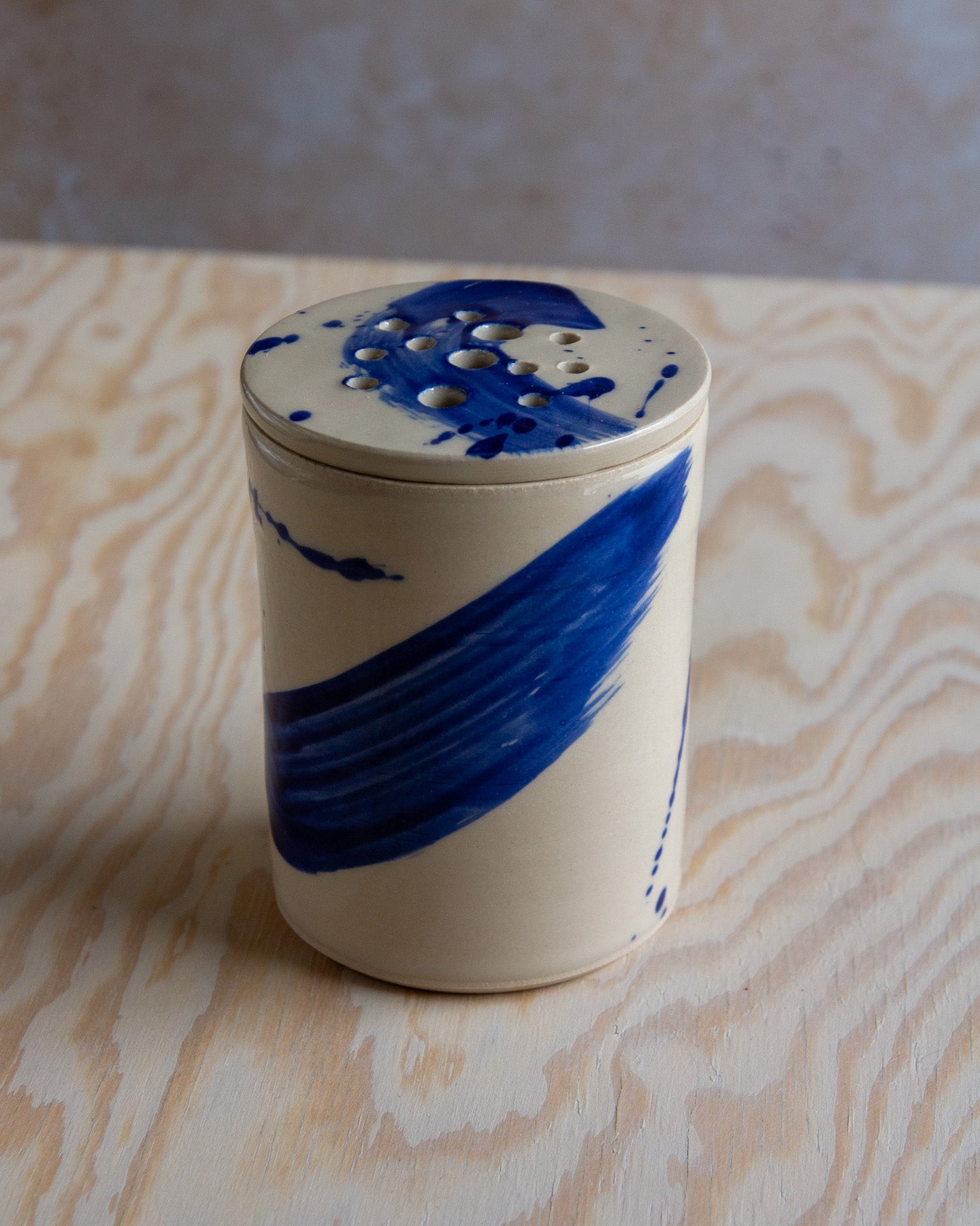 Flower Arranging Jar - Blue Splash glaze #9