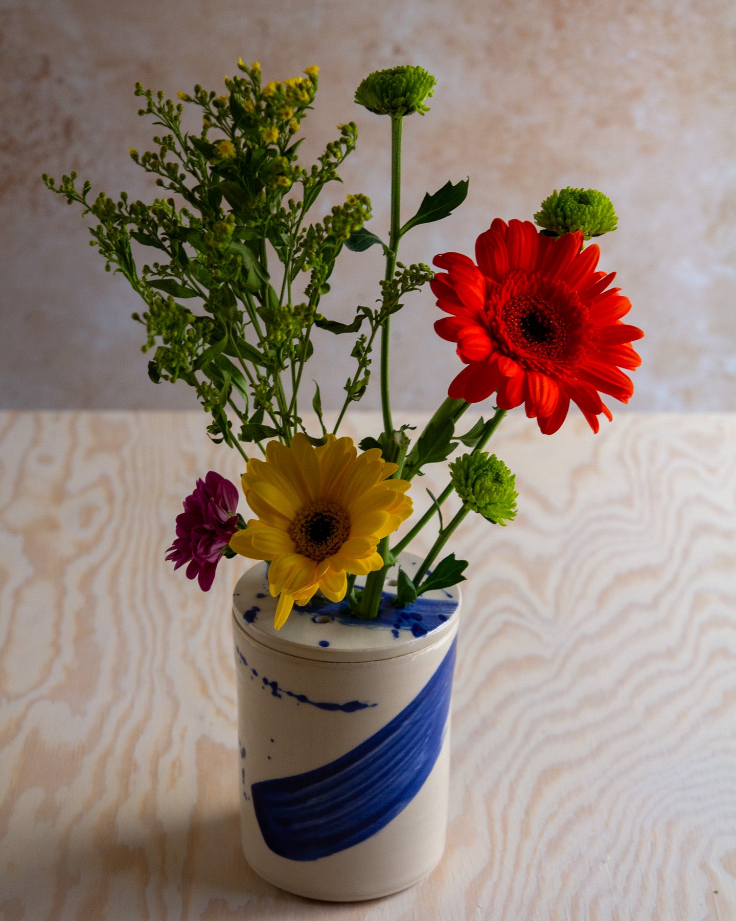 Flower Arranging Jar - Blue Splash glaze #9