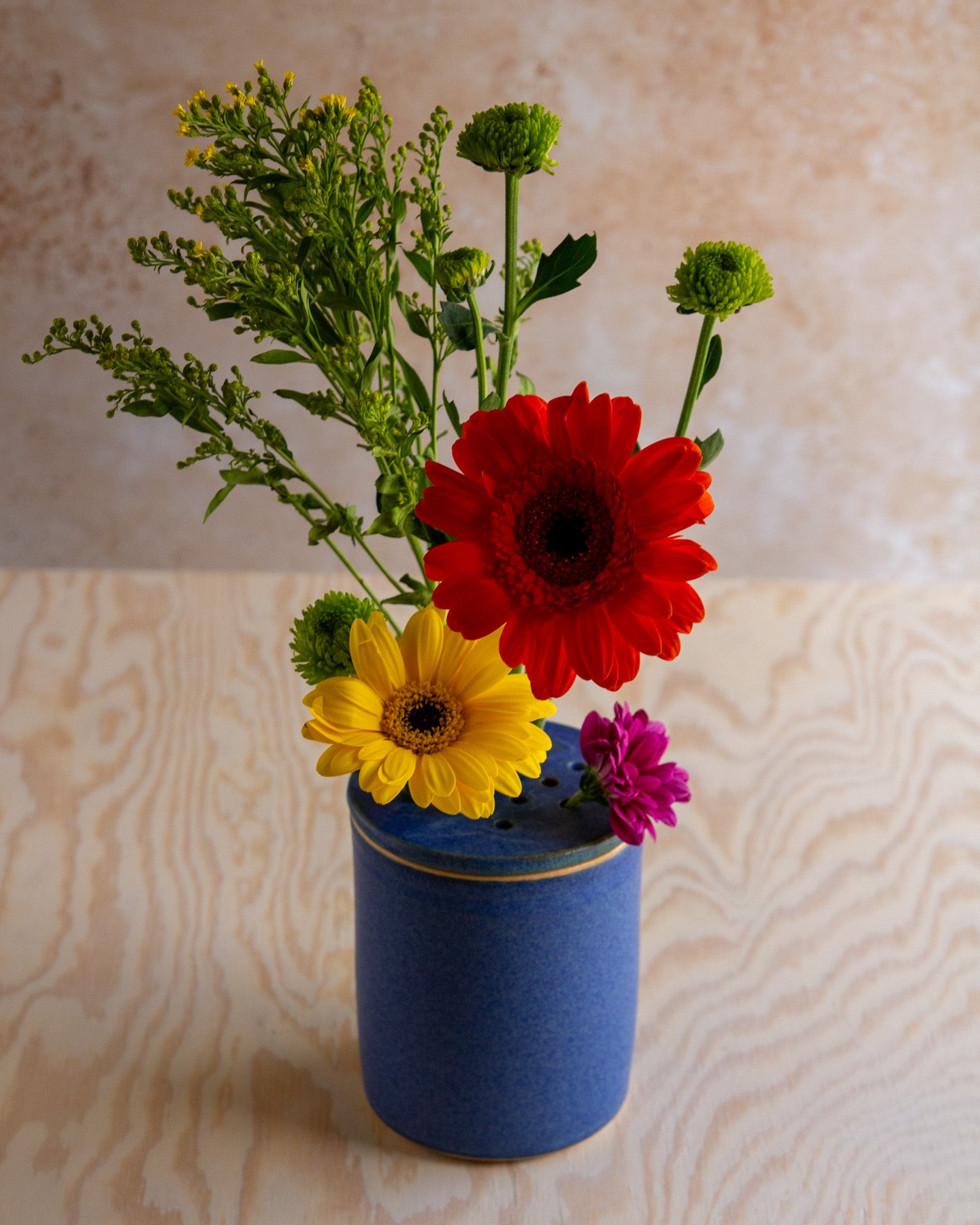 Flower Arranging Jar - Satin Blue #1