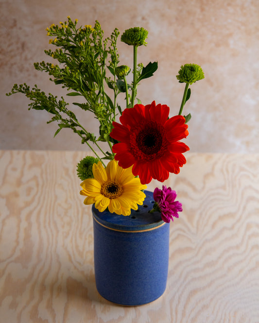 Flower Arranging Jar - Satin Blue #1