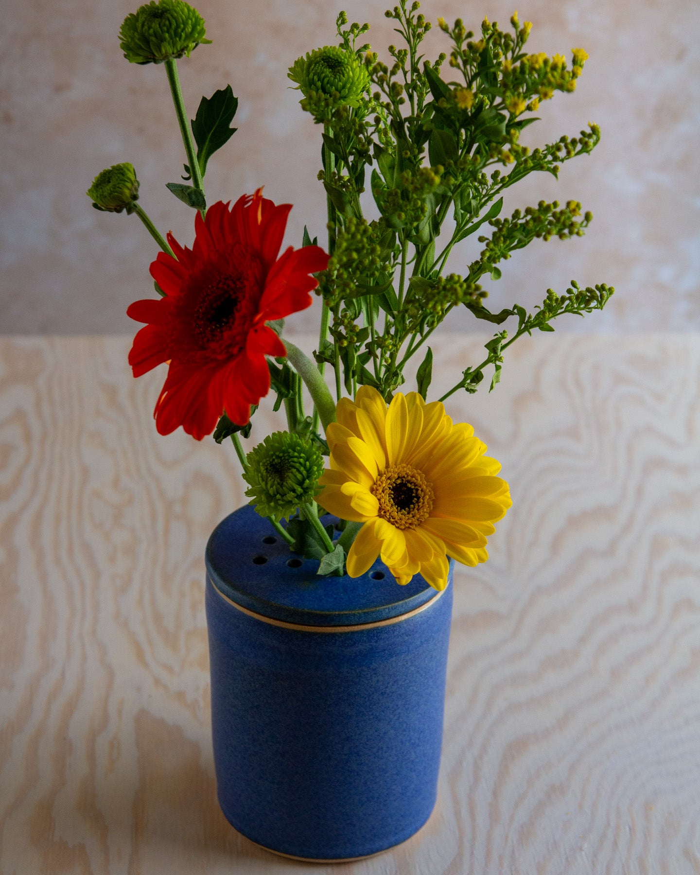 Flower Arranging Jar - Satin Blue #2