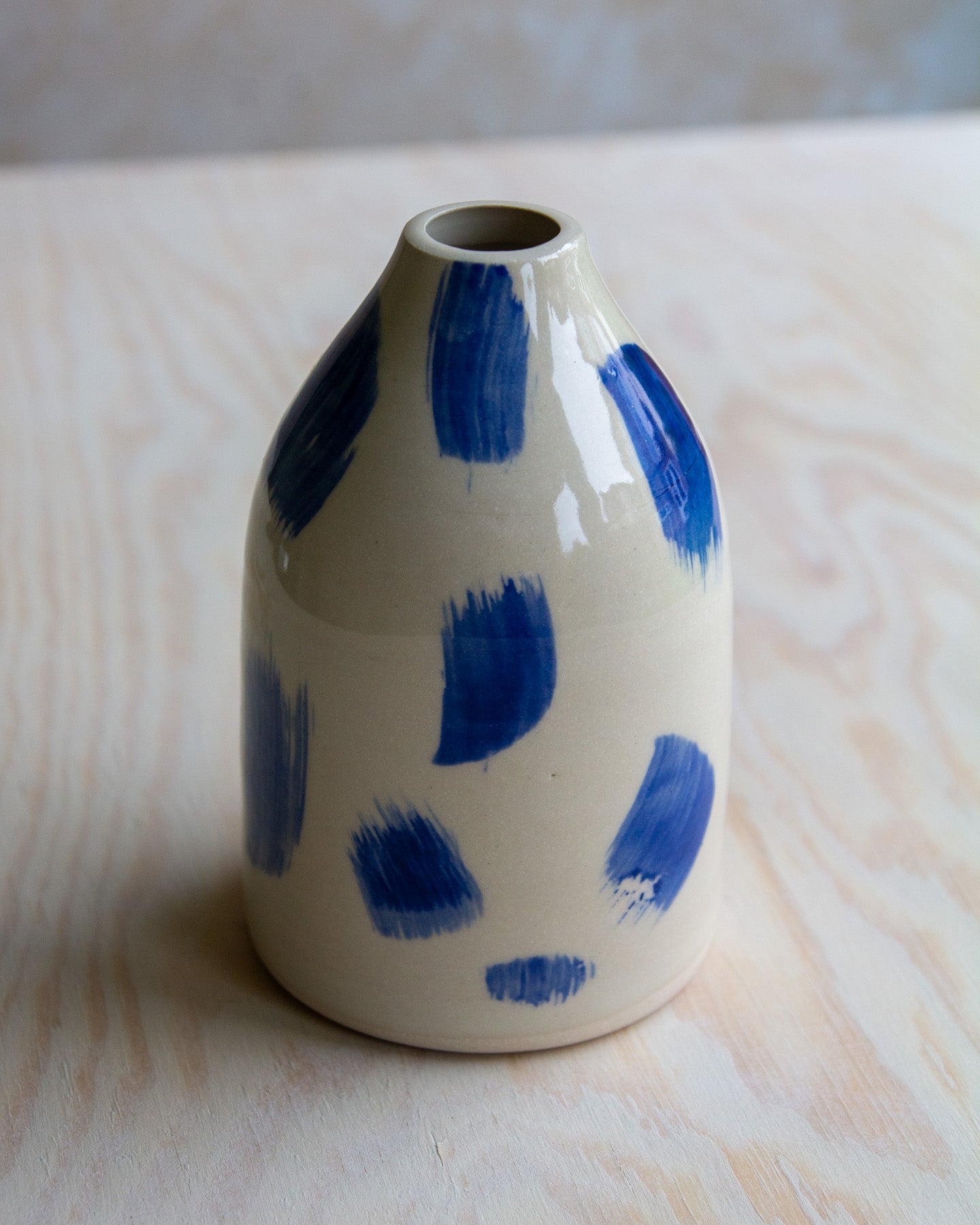 Medium Bud Vase - Blue Brushstrokes