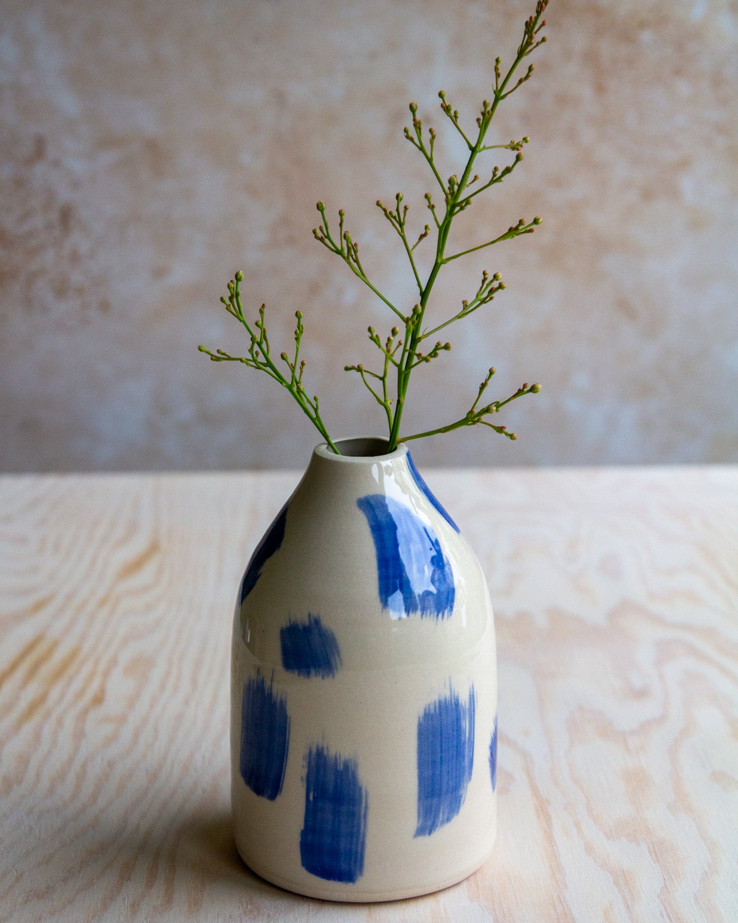 Medium Bud Vase - Blue Brushstrokes