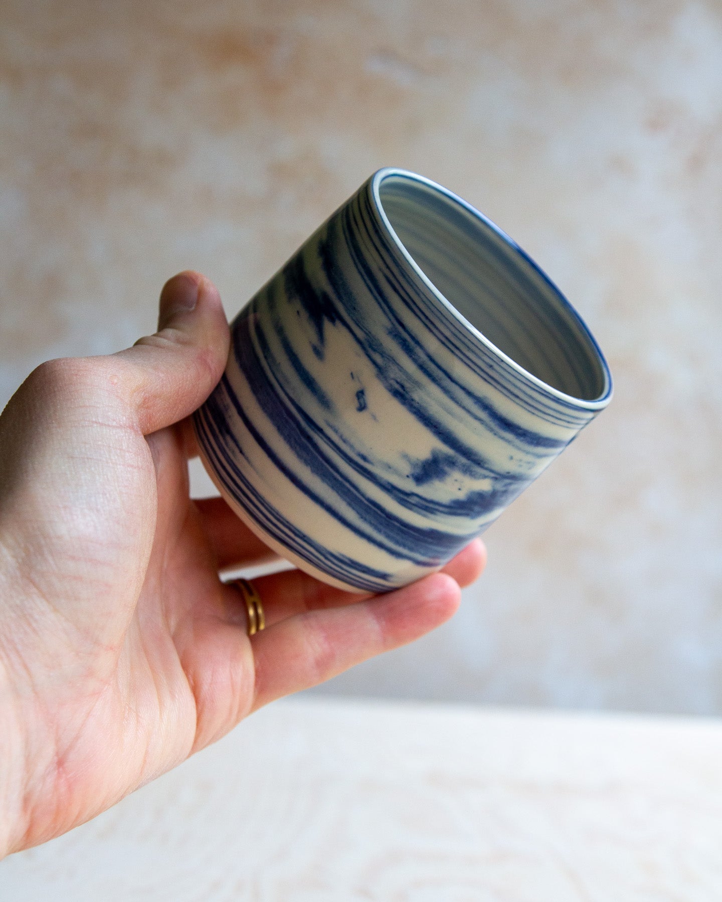 Marbled Clay Cup - Blue/White