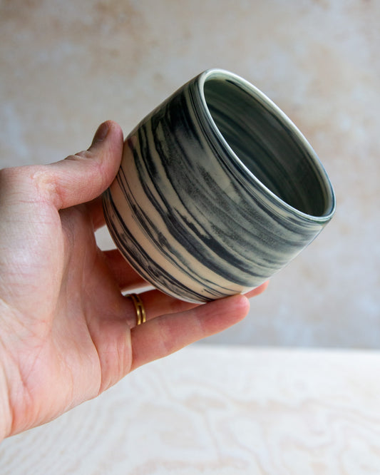 Marbled Clay Cup - Graphite/White