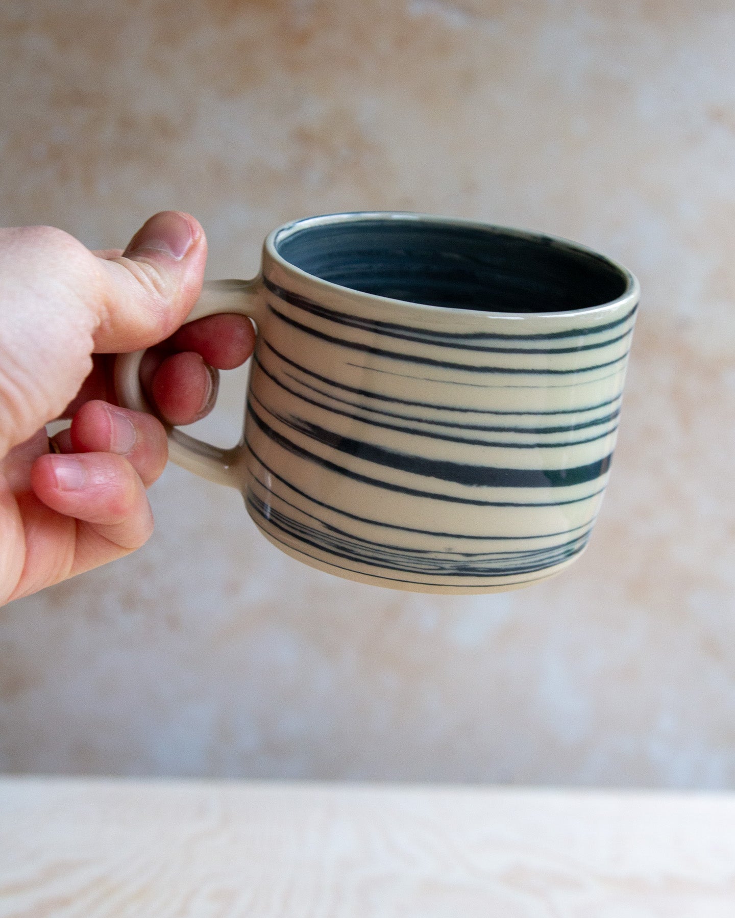 Marbled Clay Mug - Graphite/White