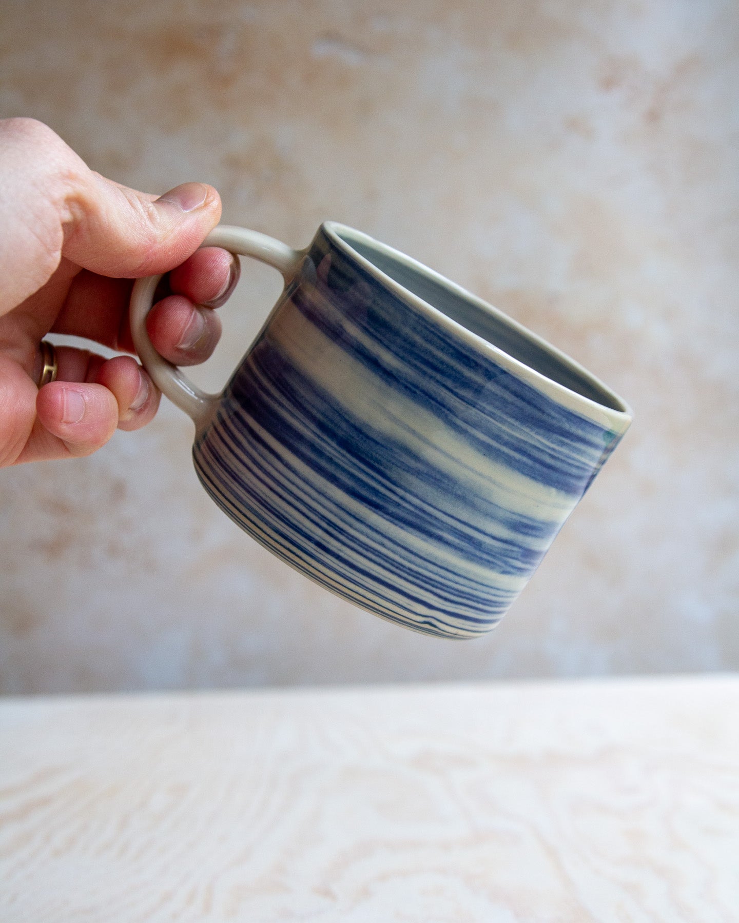 Marbled Clay Mug - Blue/White