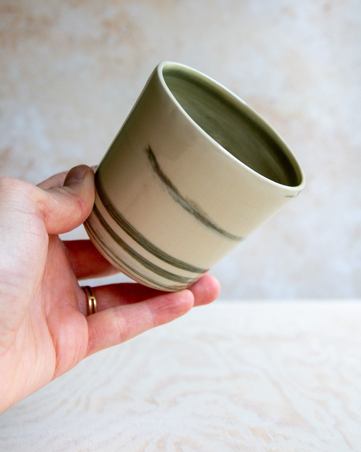 Marbled Clay Cup - Green/White