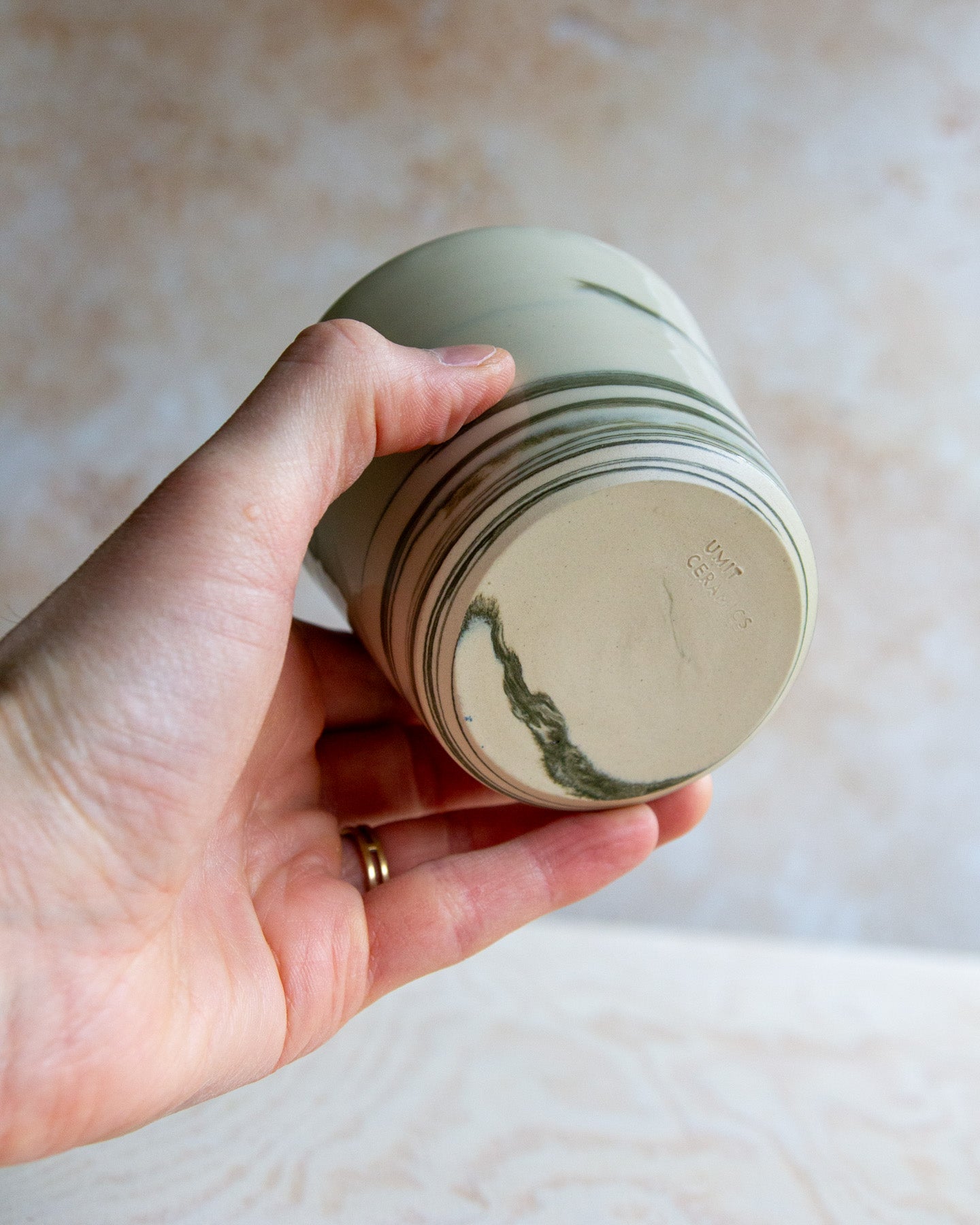 Marbled Clay Cup - Green/White