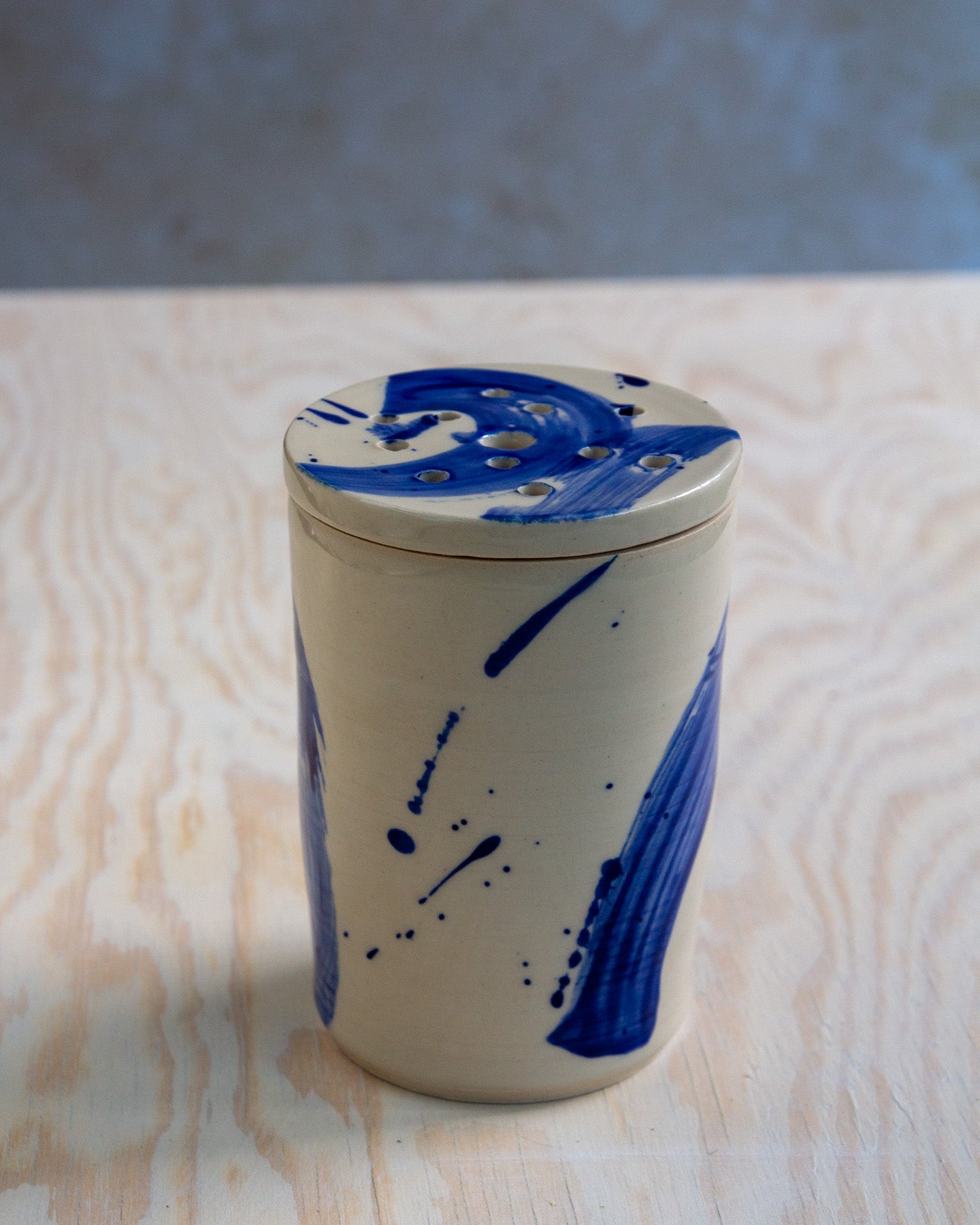 Flower Arranging Jar - Blue Splash glaze #3