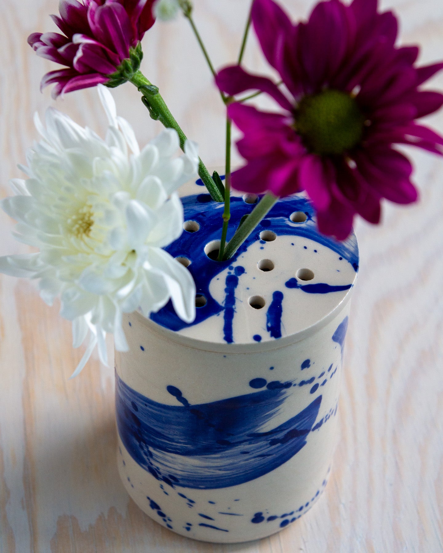 Flower Arranging Jar - Blue Splash glaze #2
