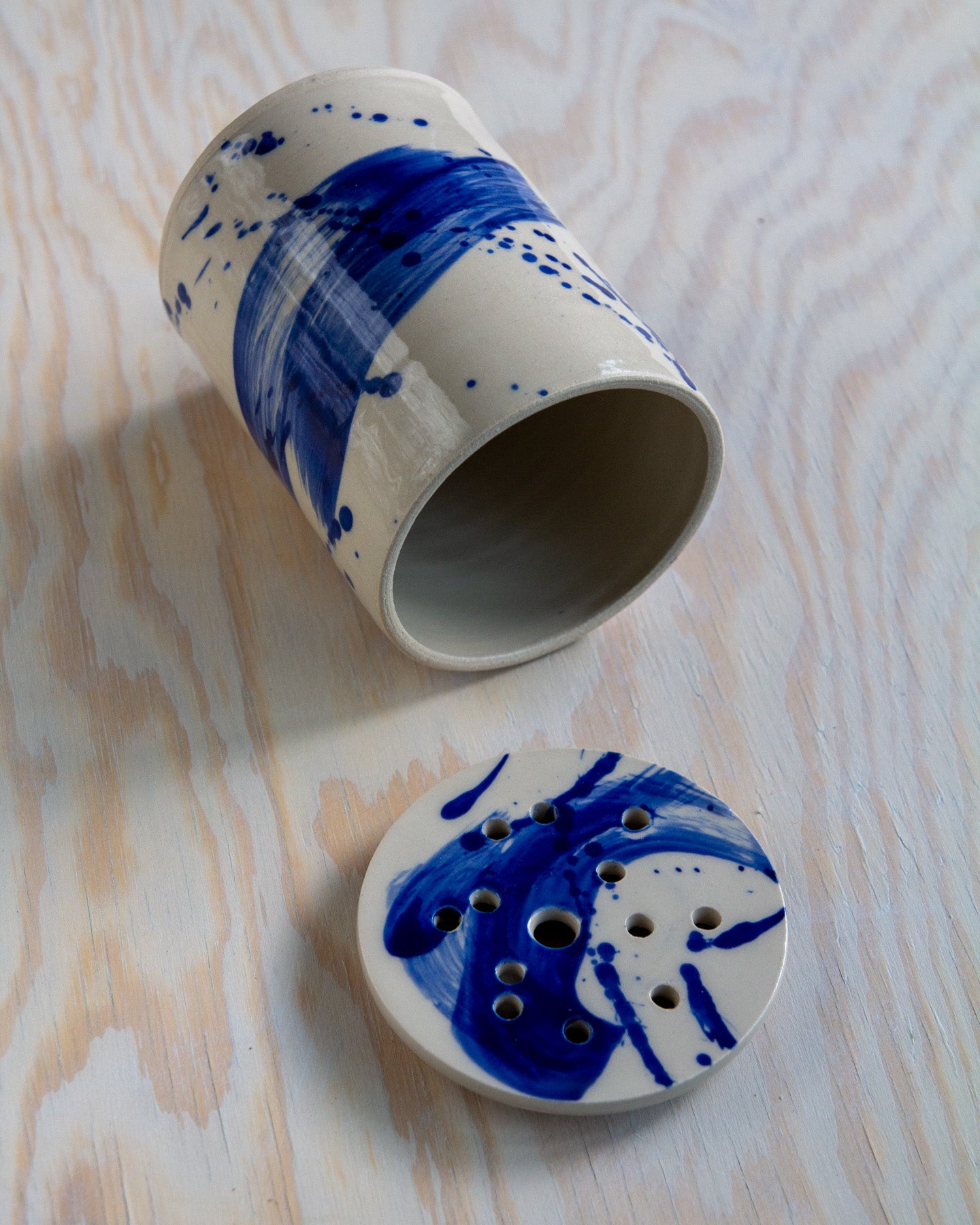 Flower Arranging Jar - Blue Splash glaze #2