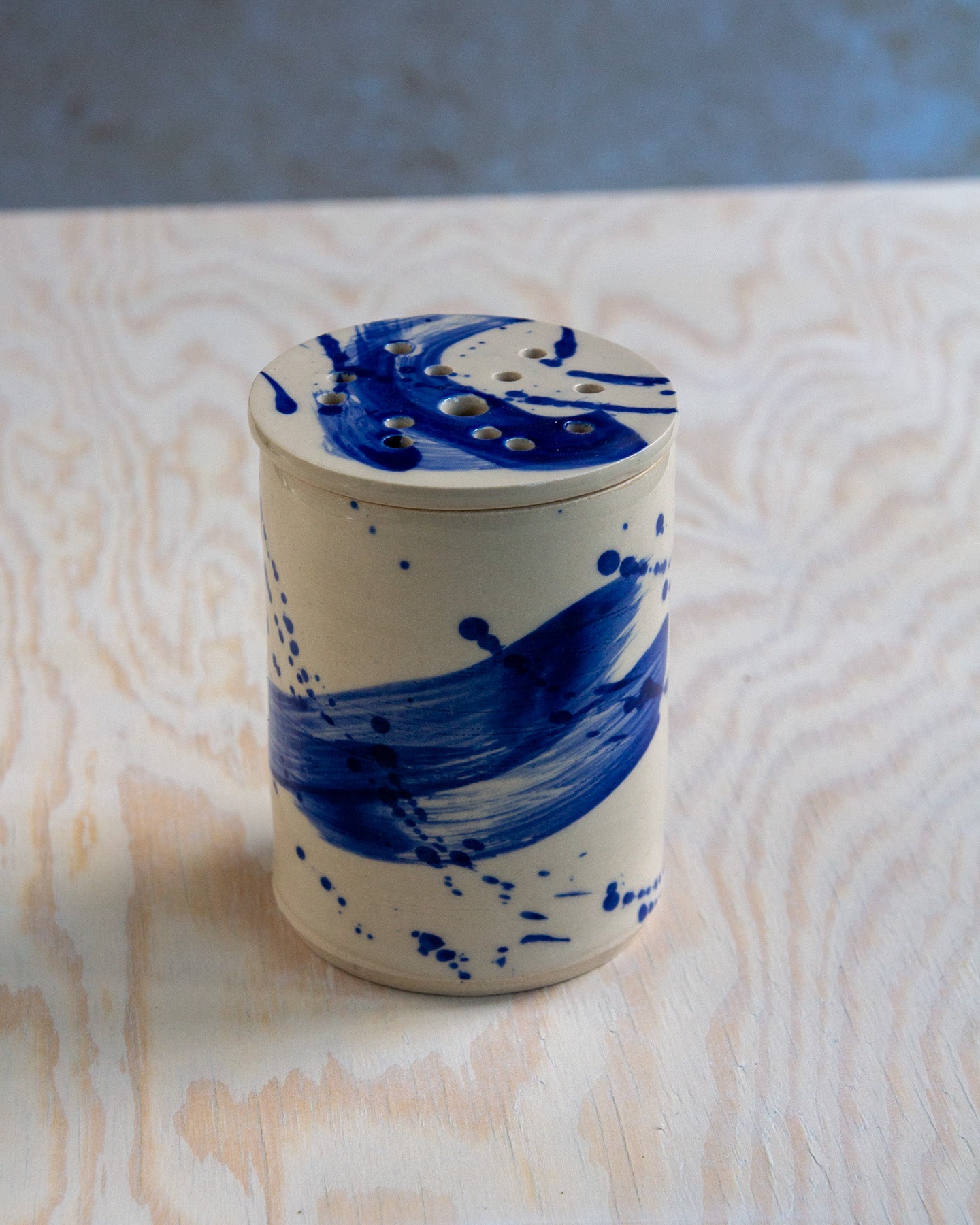 Flower Arranging Jar - Blue Splash glaze #2