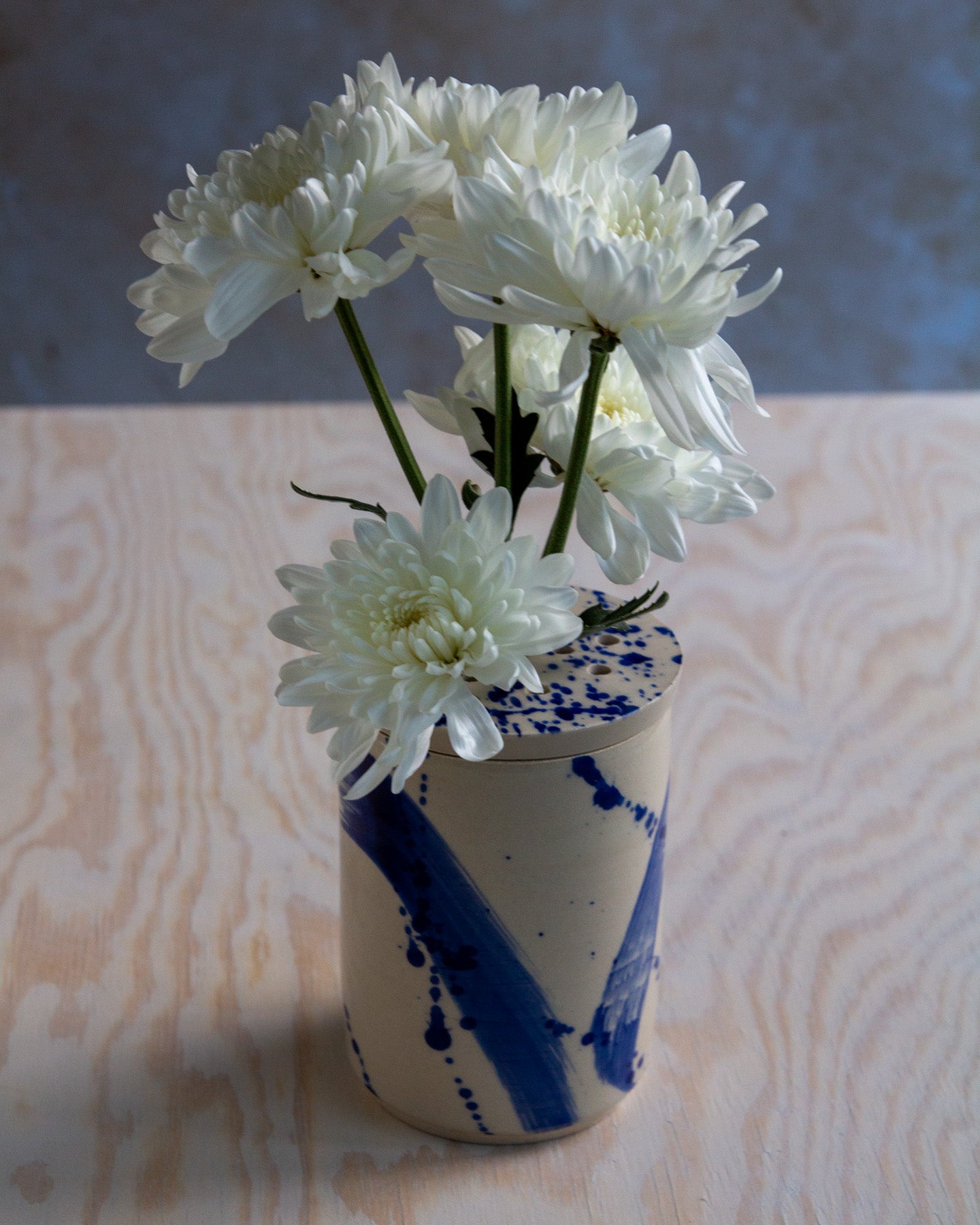 Flower Arranging Jar - Blue Splash glaze #1