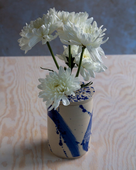 Flower Arranging Jar - Blue Splash glaze #1