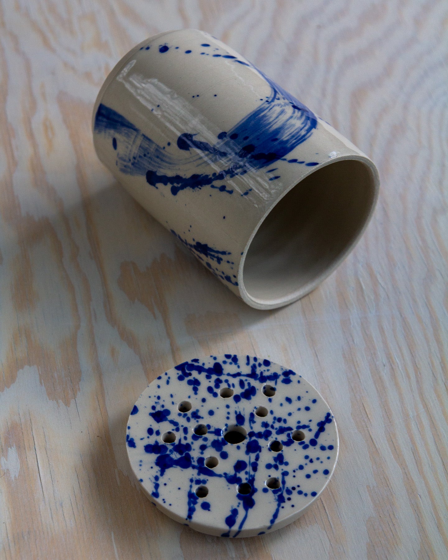 Flower Arranging Jar - Blue Splash glaze #1