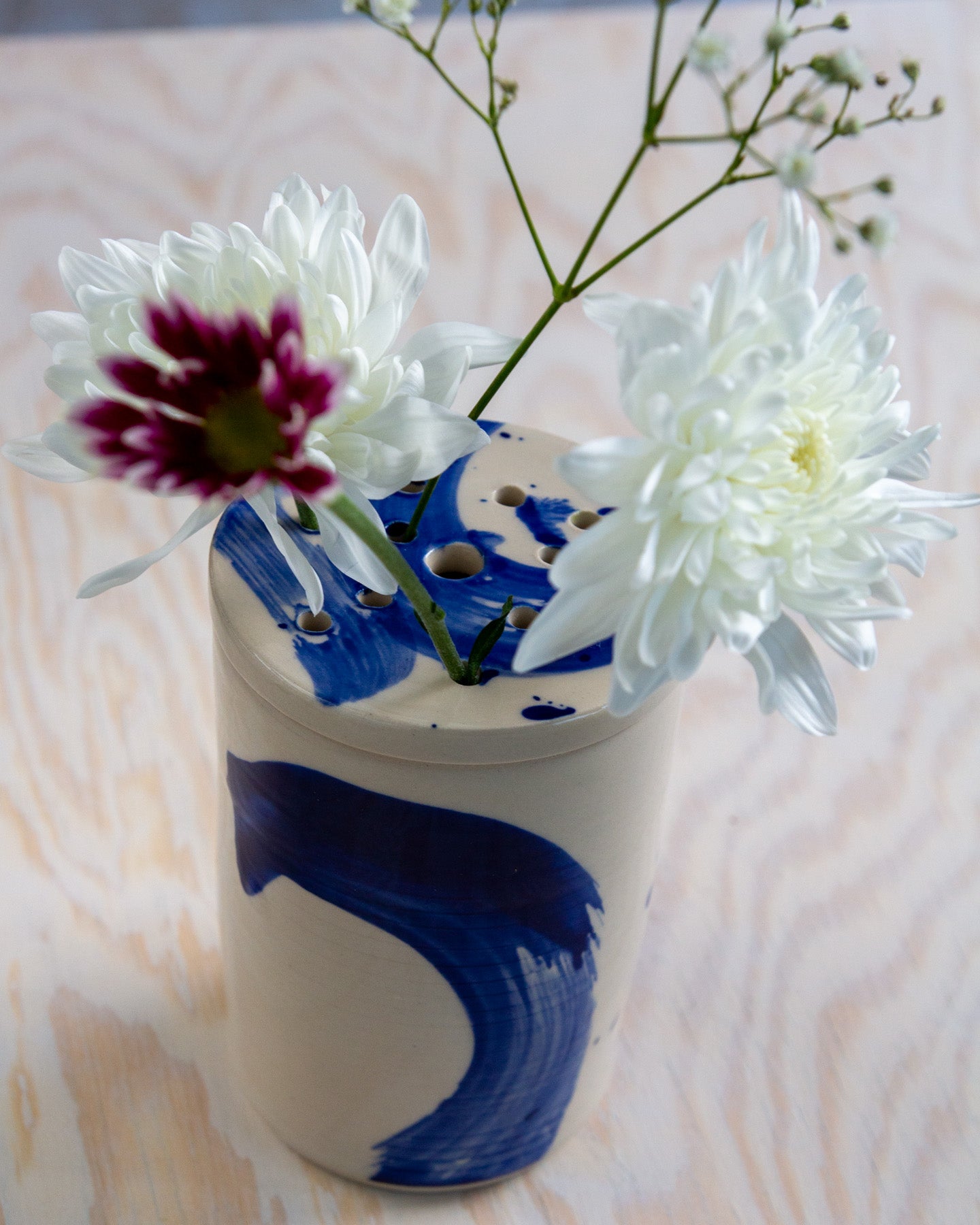 Flower Arranging Jar - Blue Splash glaze #3