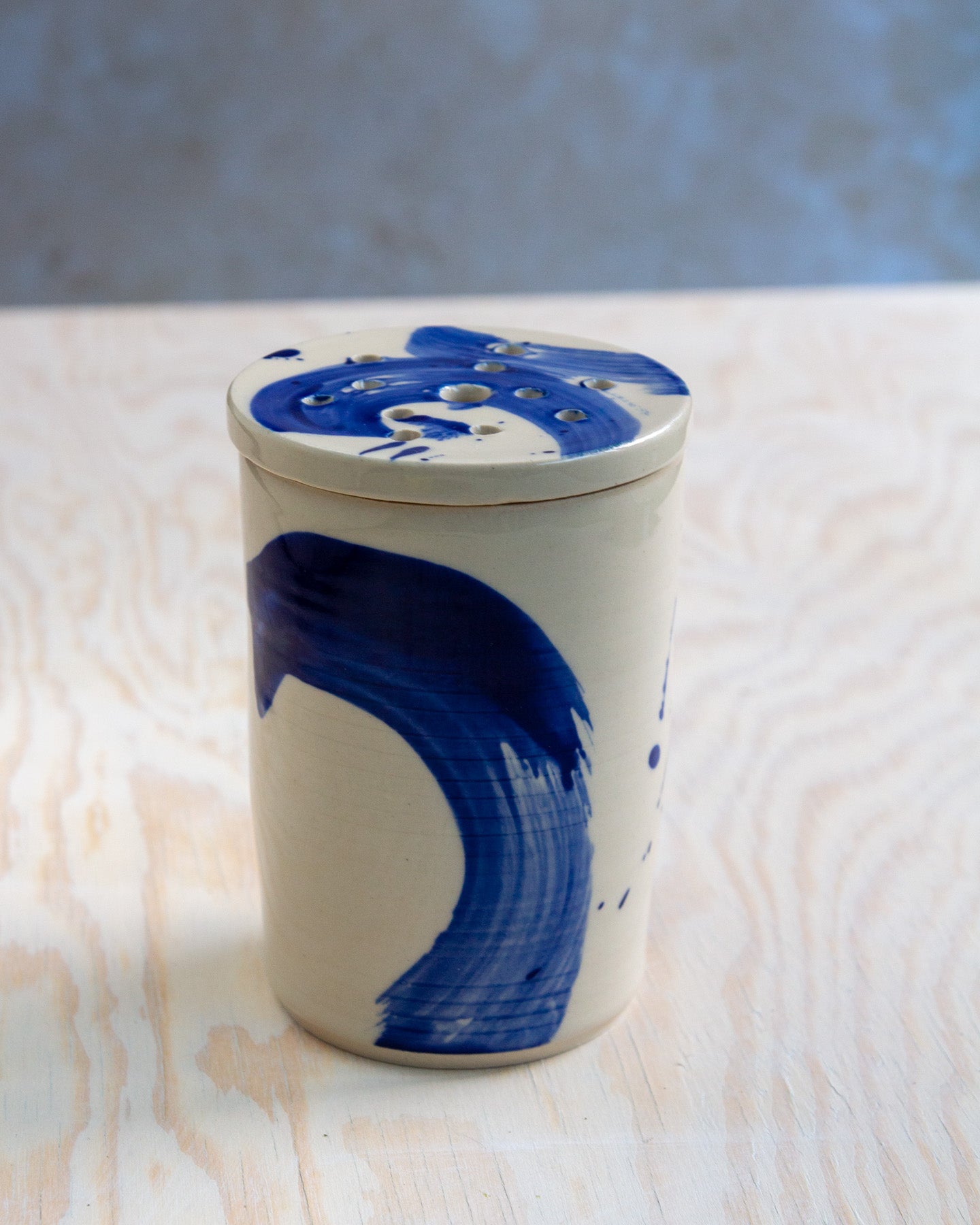 Flower Arranging Jar - Blue Splash glaze #3