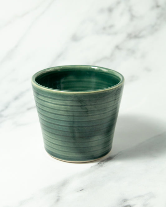 Ribbed Cup - Glassy Green glaze