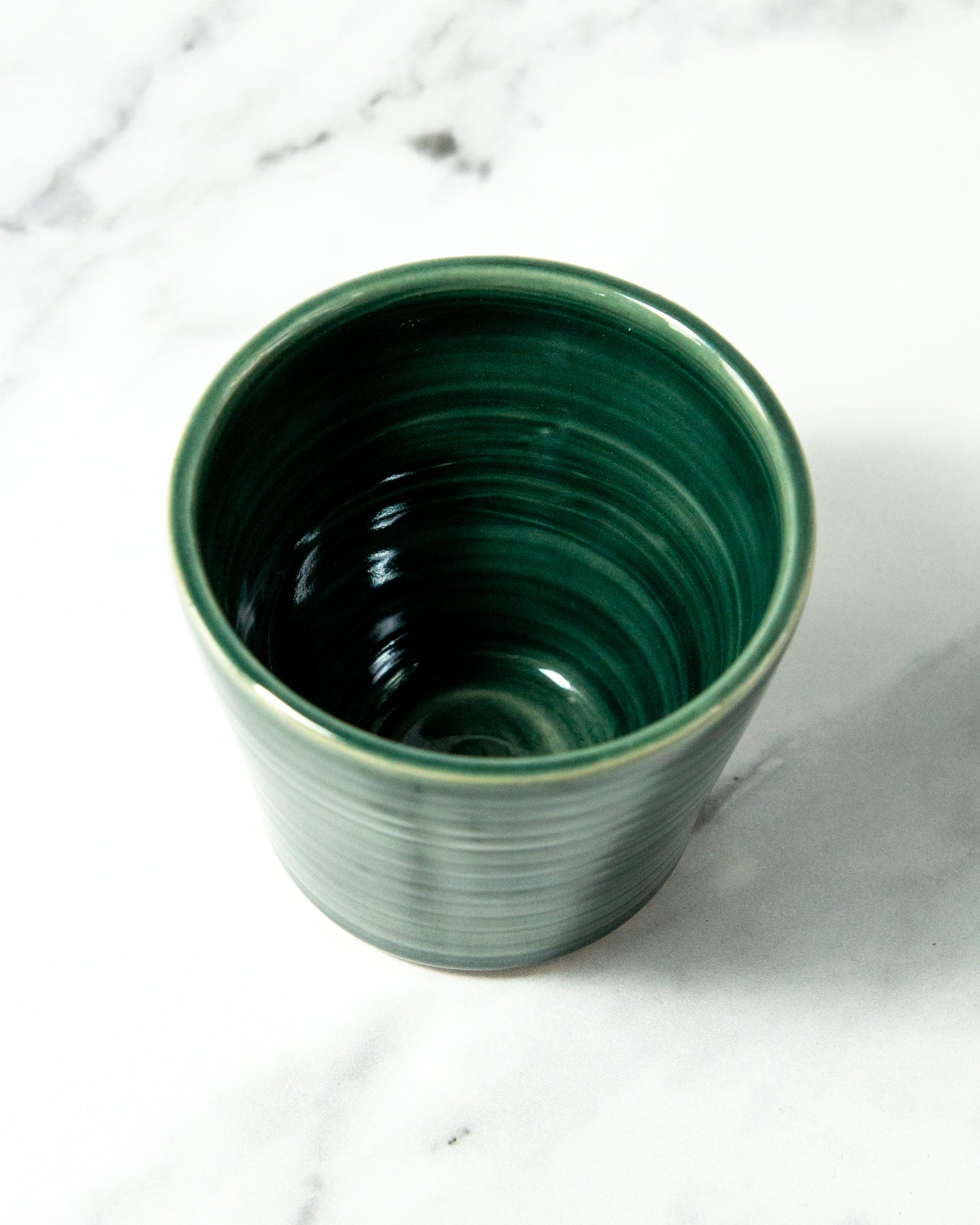 Ribbed Cup - Glassy Green glaze